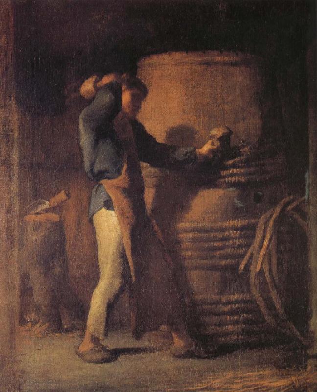 Jean Francois Millet The peasant in front of barrel oil painting picture